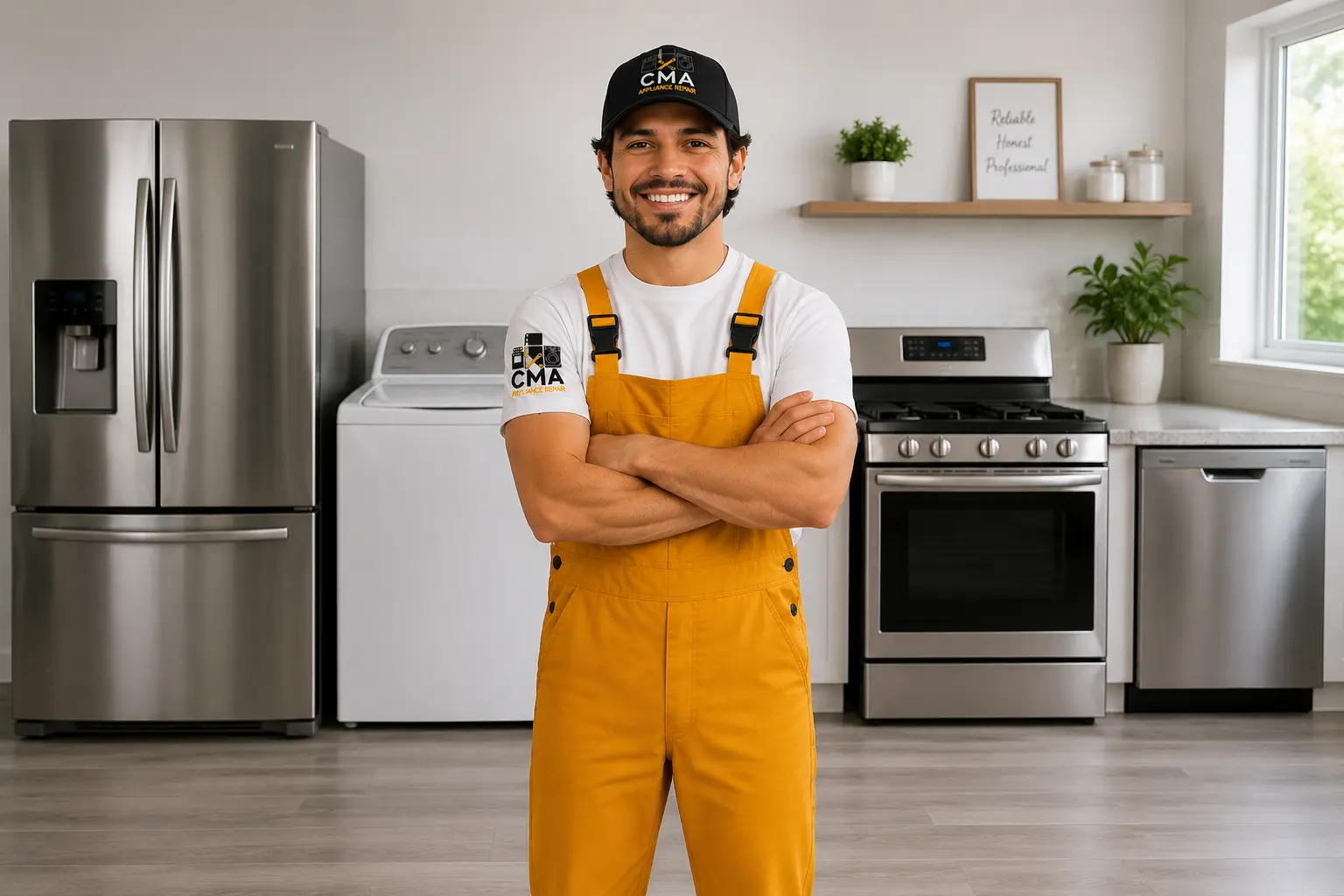 CMA Appliance Repair technician servicing a household appliance